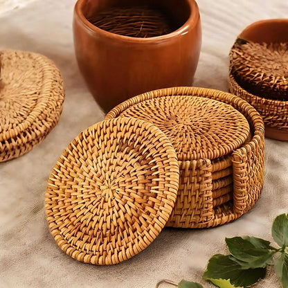 Natural Bamboo Coffee Table Coasters - Lusomart
