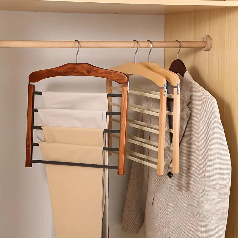 Space Saving Wooden Closet Organizer Hanger Rack
