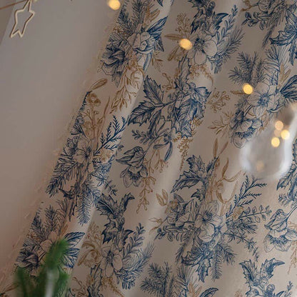 Pastel Floral Sheer Cotton Curtain Panel