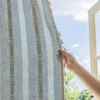 Patterned Sheer Tassel Window Curtain