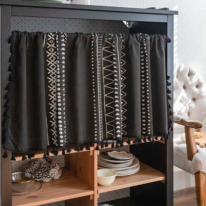 Dark Floral Beaded Layered Curtain - Lusomart