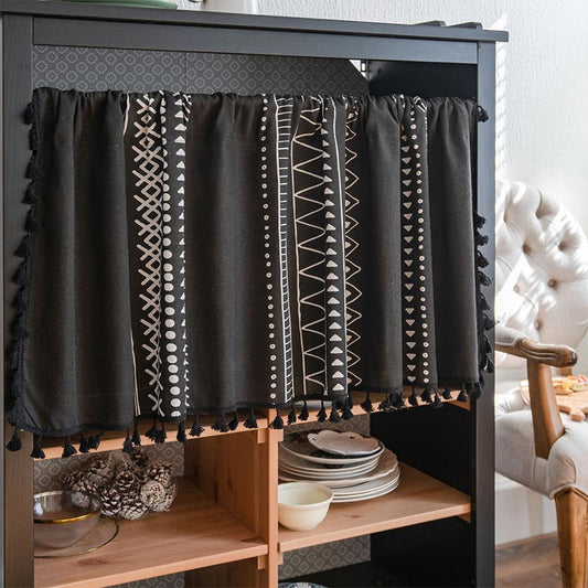 Dark Floral Beaded Layered Curtain - Lusomart