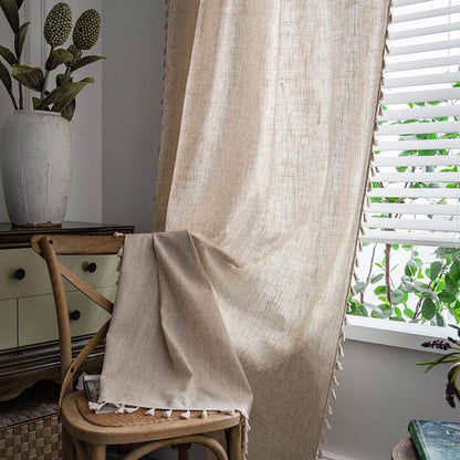 Rustic Fringe Off White Sheer Curtain