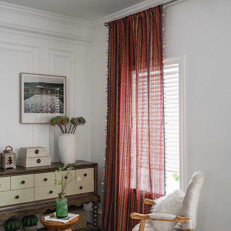 Vibrant Beaded Sheer Window Curtains