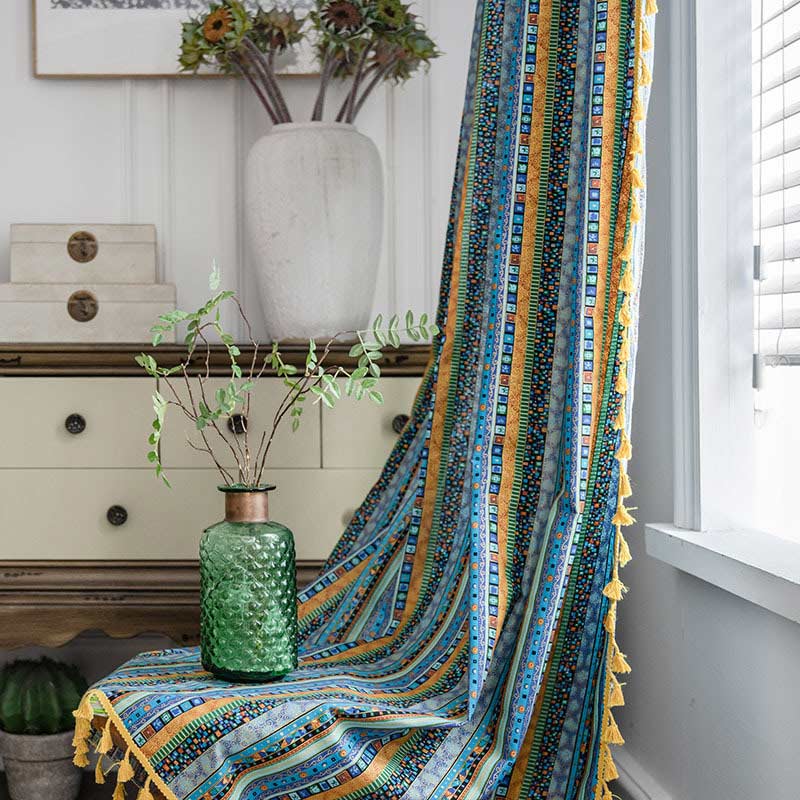Vibrant Beaded Sheer Window Curtains
