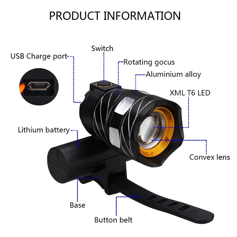 Bright Waterproof USB Bike Front Light With 5 LEDs