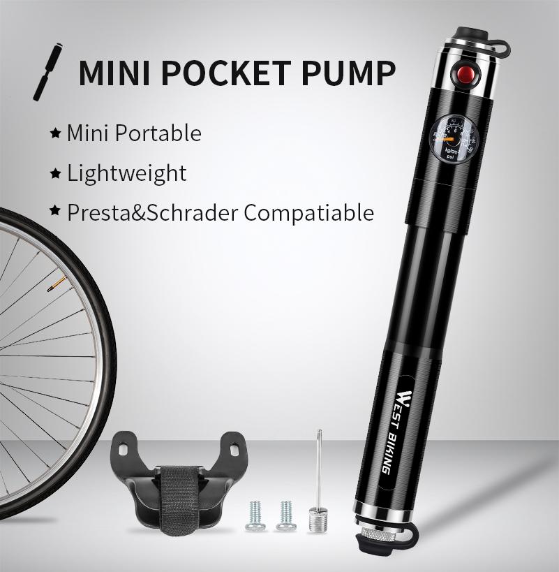 Compact Portable Bike Pump with Hidden Hose Mount