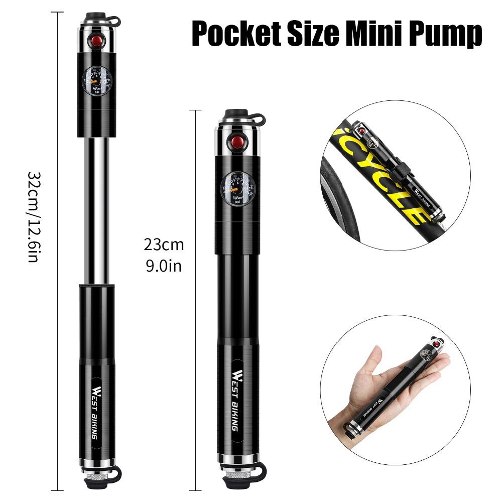 Compact Portable Bike Pump with Hidden Hose Mount