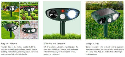 Outdoor Deer Repellent Ultrasonic Solar Pest Defender