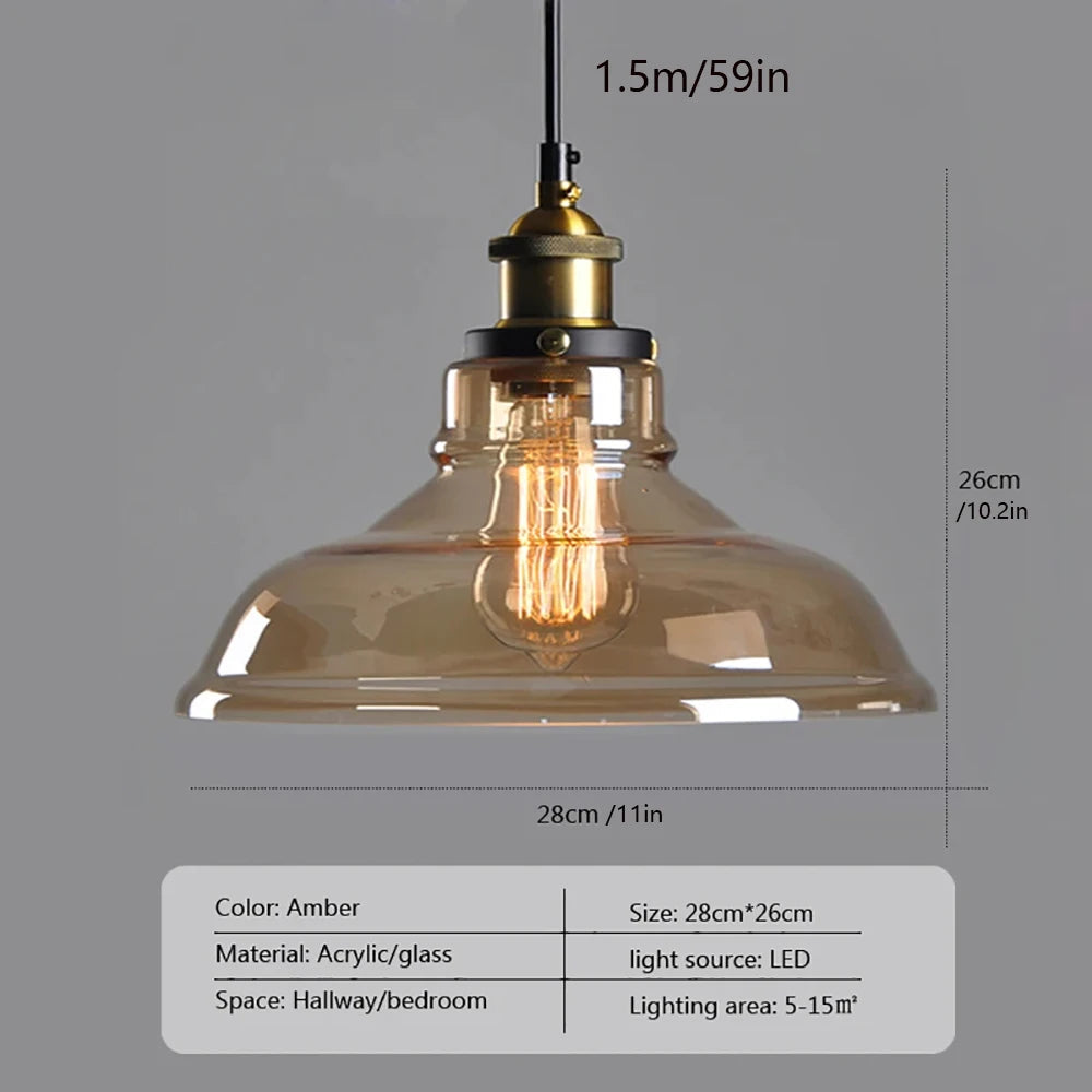 Vintage Glass Drop Light Fixture for Living Rooms