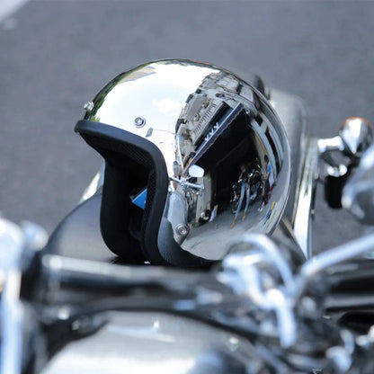 Classic Silver 3/4 DOT Helmet Retro Style