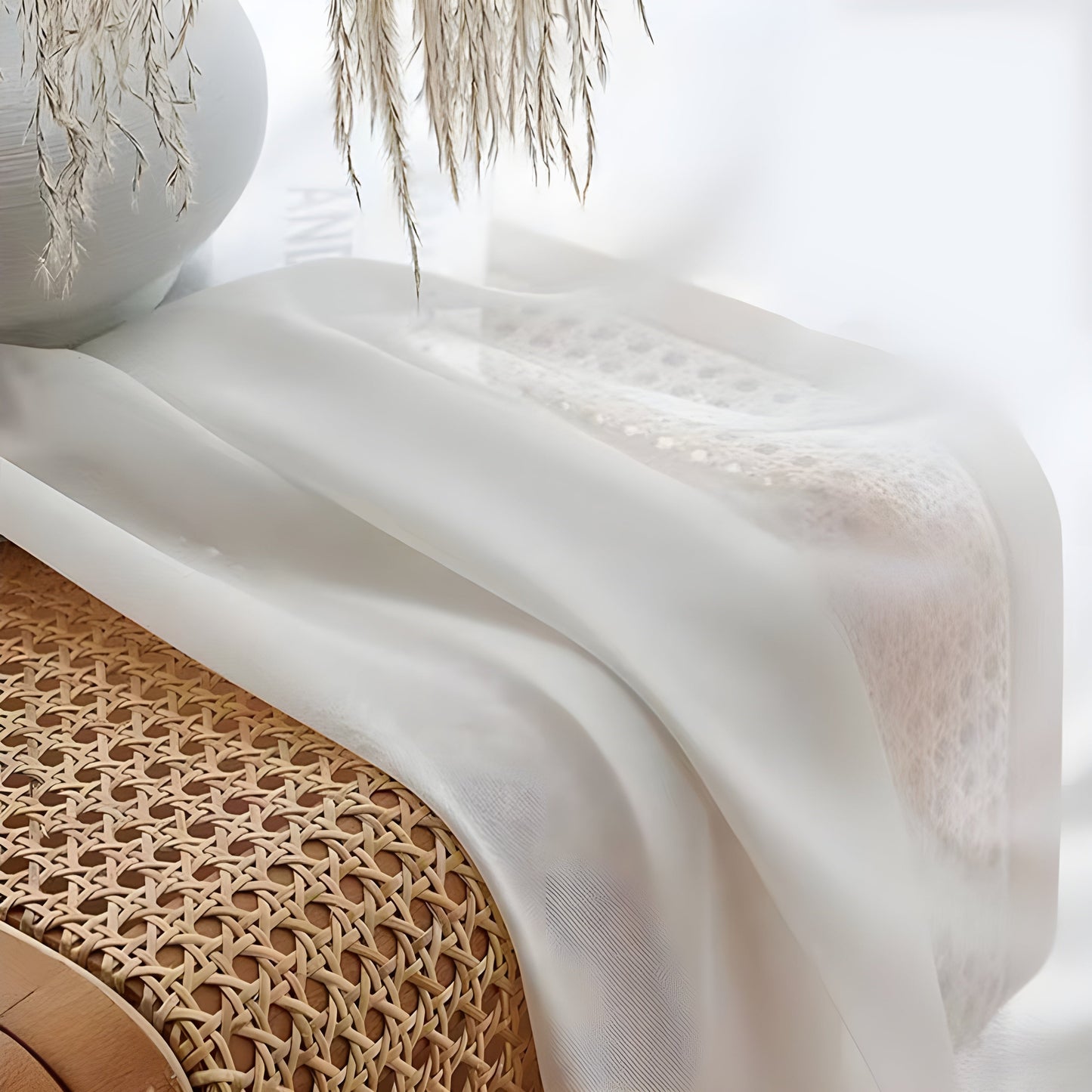 Elegant White Lightweight Semi Sheer Window Curtains