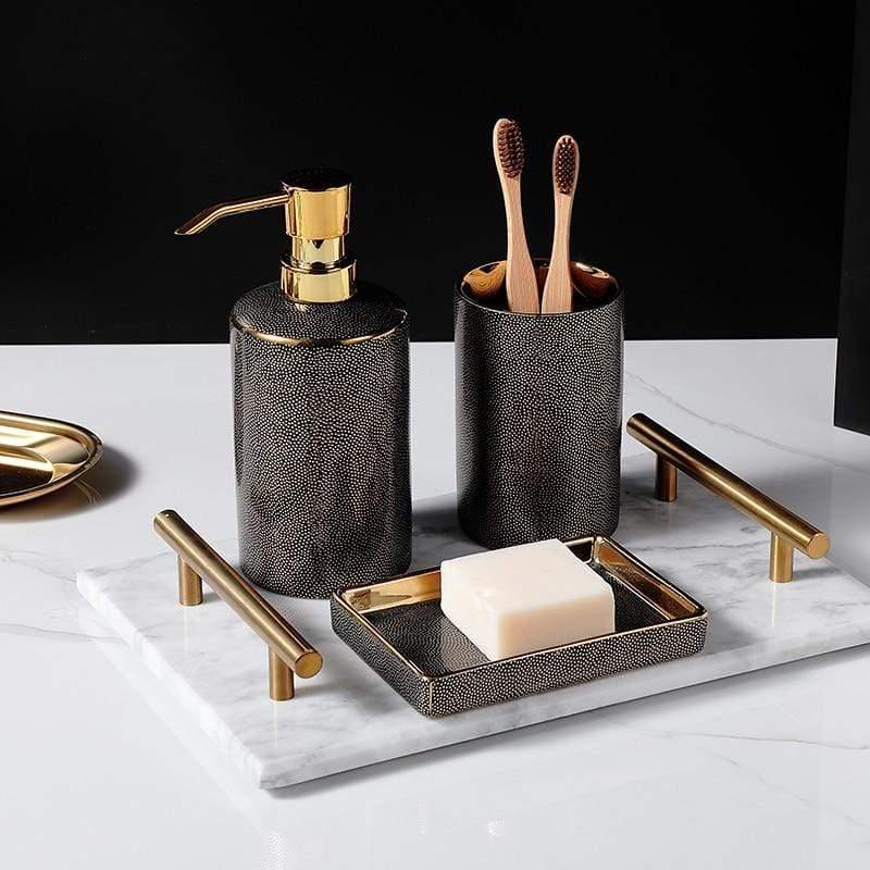 Elegant White Ceramic Bathroom Accessory Set - Lusomart