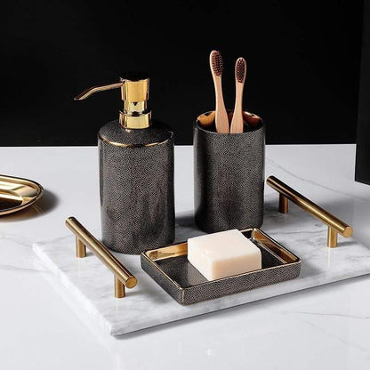 Elegant White Ceramic Bathroom Accessory Set - Lusomart