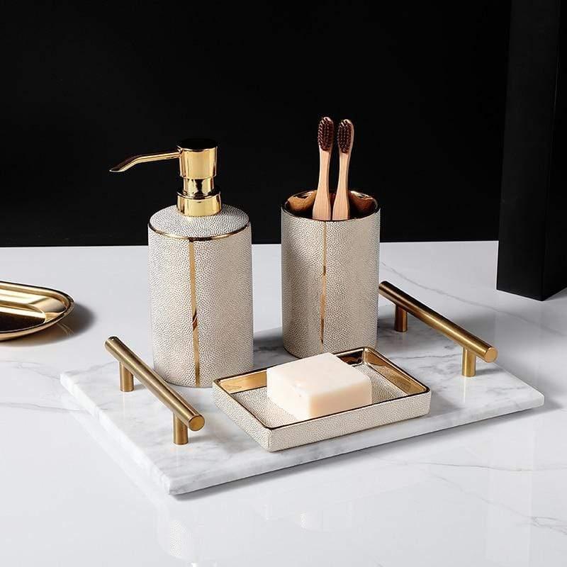Elegant White Ceramic Bathroom Accessory Set
