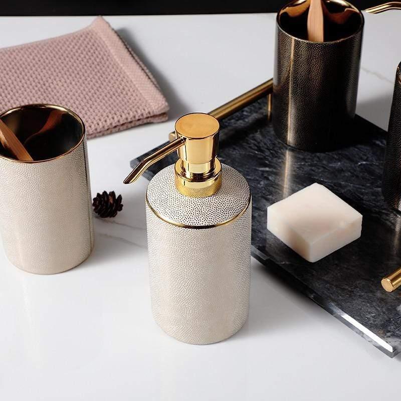 Elegant White Ceramic Bathroom Accessory Set
