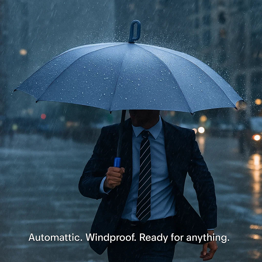 Compact Windproof Umbrella With Secure Grip Handle