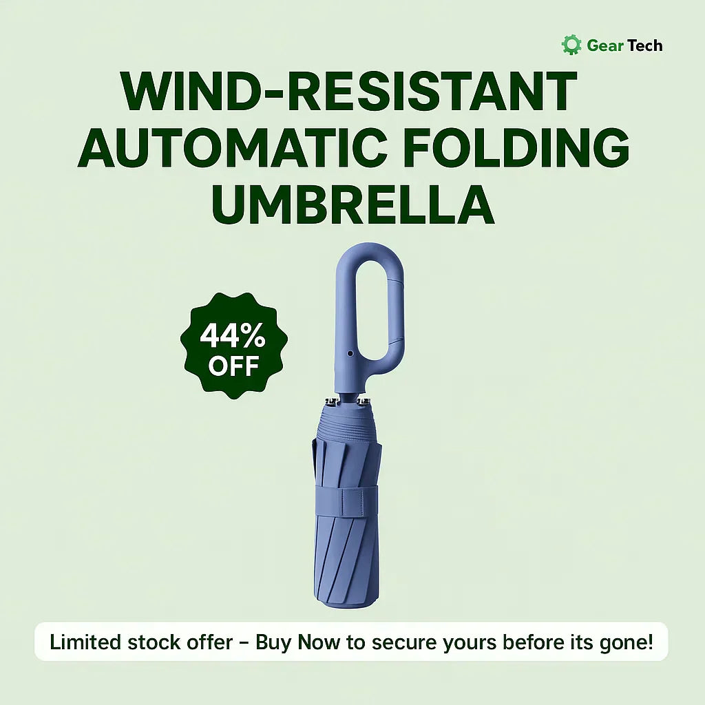 Compact Windproof Umbrella With Secure Grip Handle
