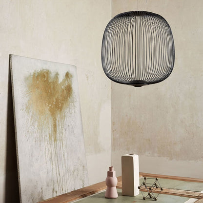 Colorful Spoke Pendant Light With Glass Shade