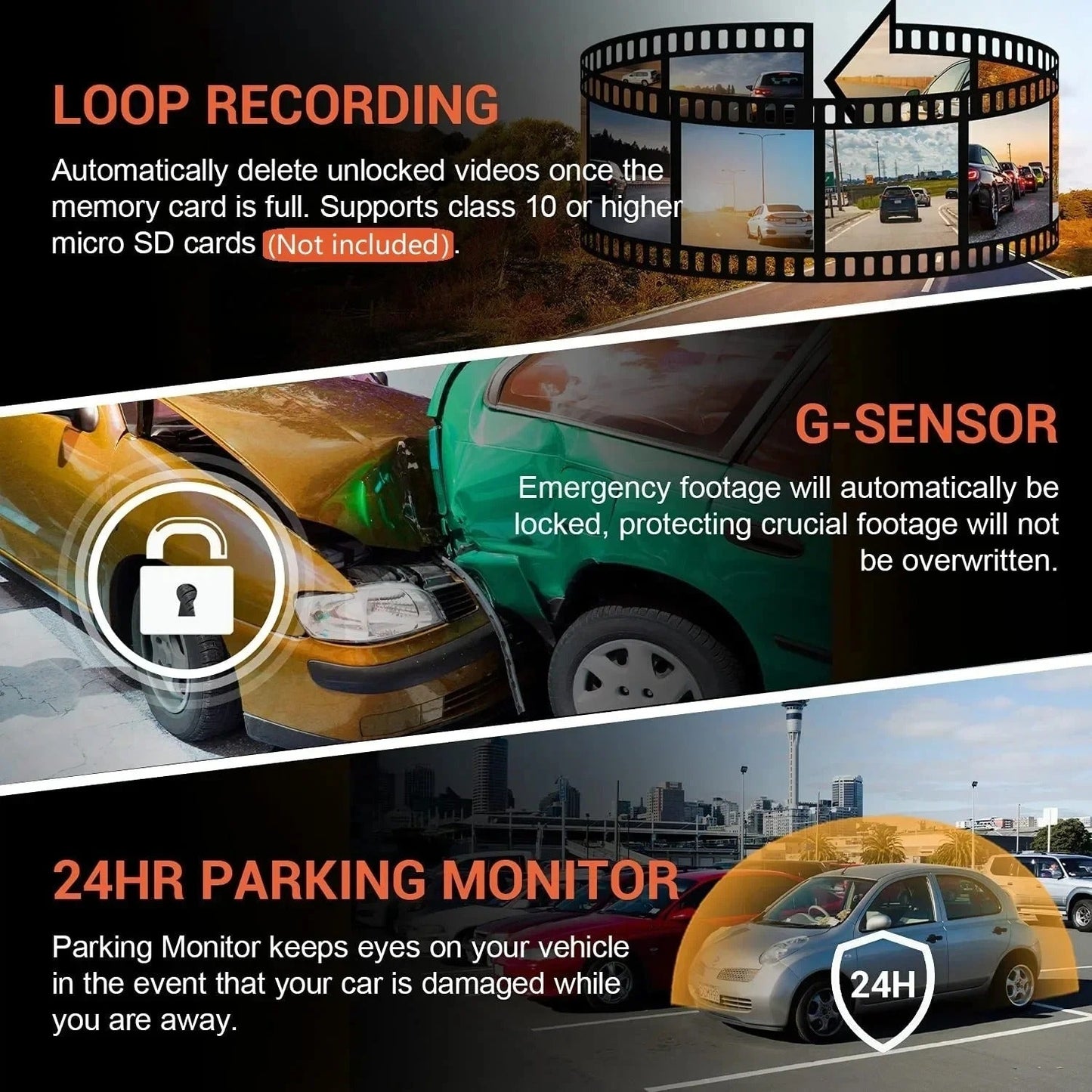Dual Lens 1080P Car Dashboard Camera