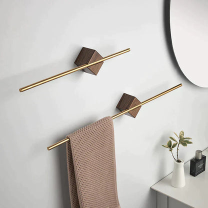 Rustic Wooden Bathroom Towel Rack in Chrome Steel