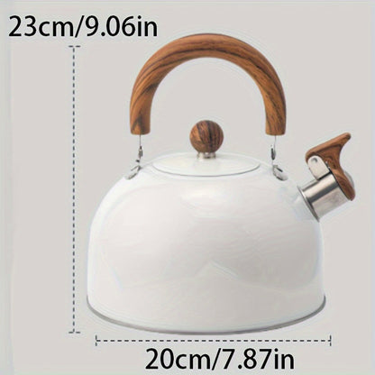 Large 3L Stainless Whistling Tea Kettle With Wood Grip