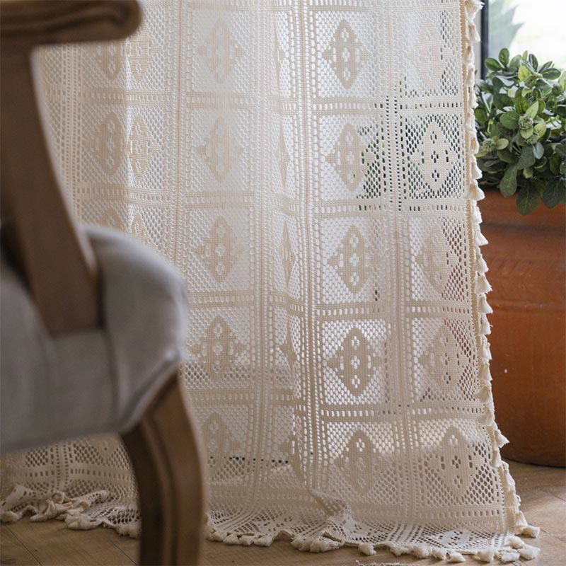 Geometric Pattern Sheer Window Curtain Panel