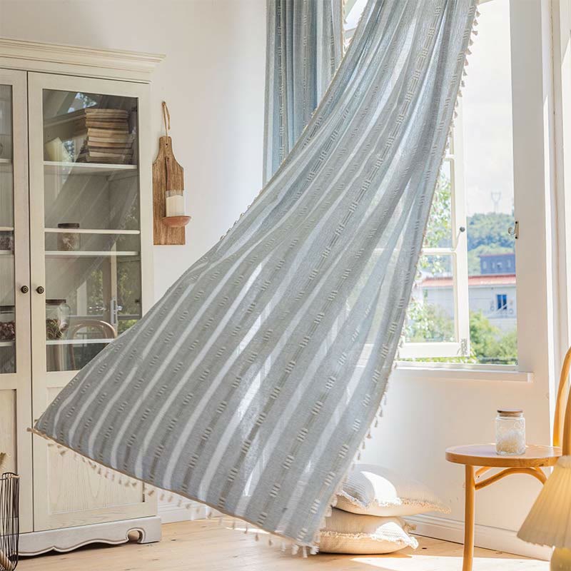 Patterned Sheer Tassel Window Curtain