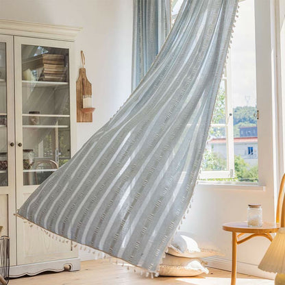 Patterned Sheer Tassel Window Curtain