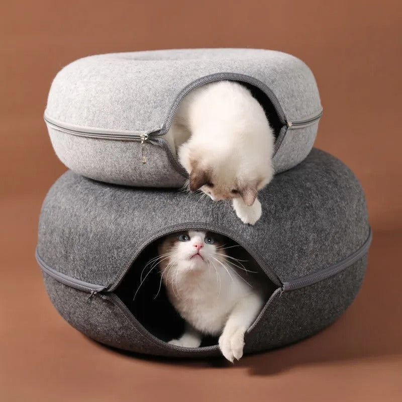 Soft Kitty Play Tunnel Bed for Hiding and Fun - Lusomart