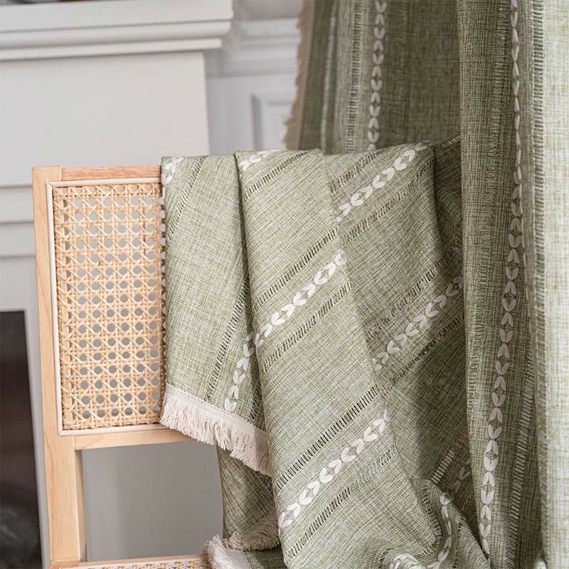 Elegant Patterned Sheer Window Curtain with Tassels