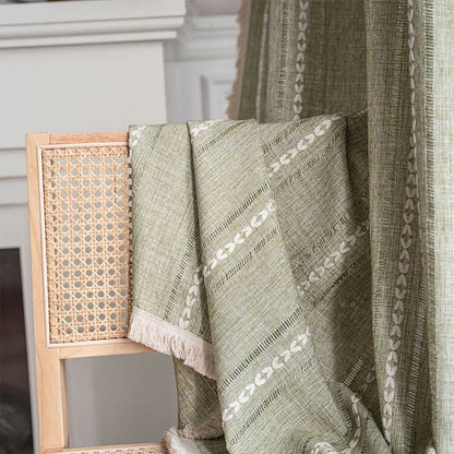 Elegant Patterned Sheer Window Curtain with Tassels