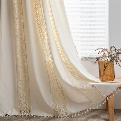 Sheer White Tassel Window Curtain Panel