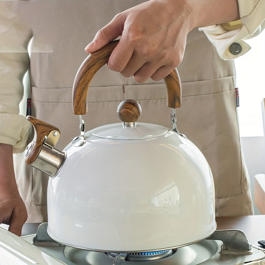 Large 3L Stainless Whistling Tea Kettle With Wood Grip