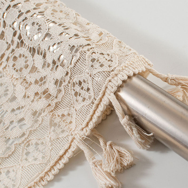 Sheer Layered Cotton Curtain with Delicate Lace Trim