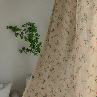 Rustic Floral Sheer Cotton Curtain Panel