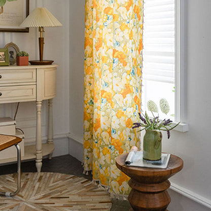 Bright Floral Lightweight Window Curtain