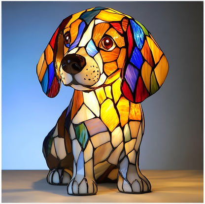 Colorful Glass Dog Theme Table Light Fixture