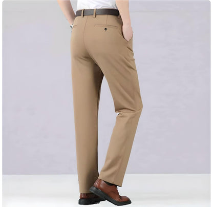 Comfortable Fit Men's Slim Trousers With Elastic Waistband