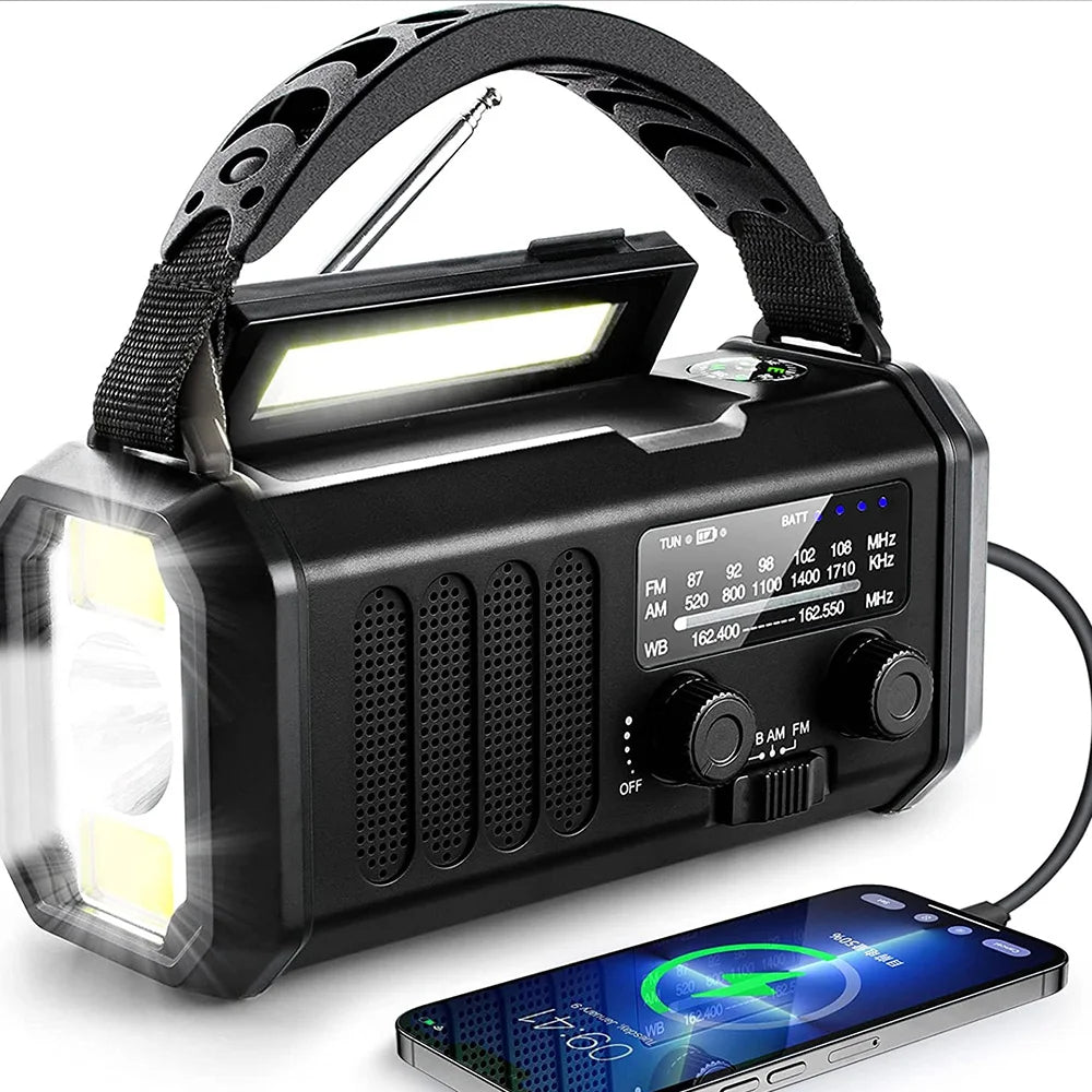 Portable Solar Crank NOAA Radio Power Bank Charger