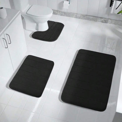 Comfortable 3-Piece Memory Foam Bathroom Mats, Anti-Slip