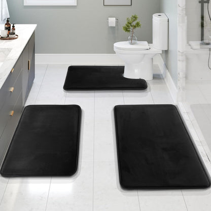 Soft Plush Bathroom Mat Set 3-Piece Anti-Slip
