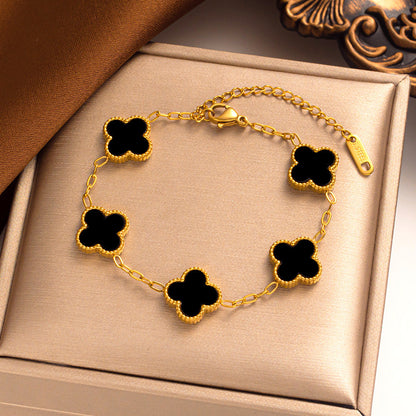 Delicate Flower Charm Bracelet 14K Gold Plated Stainless Steel