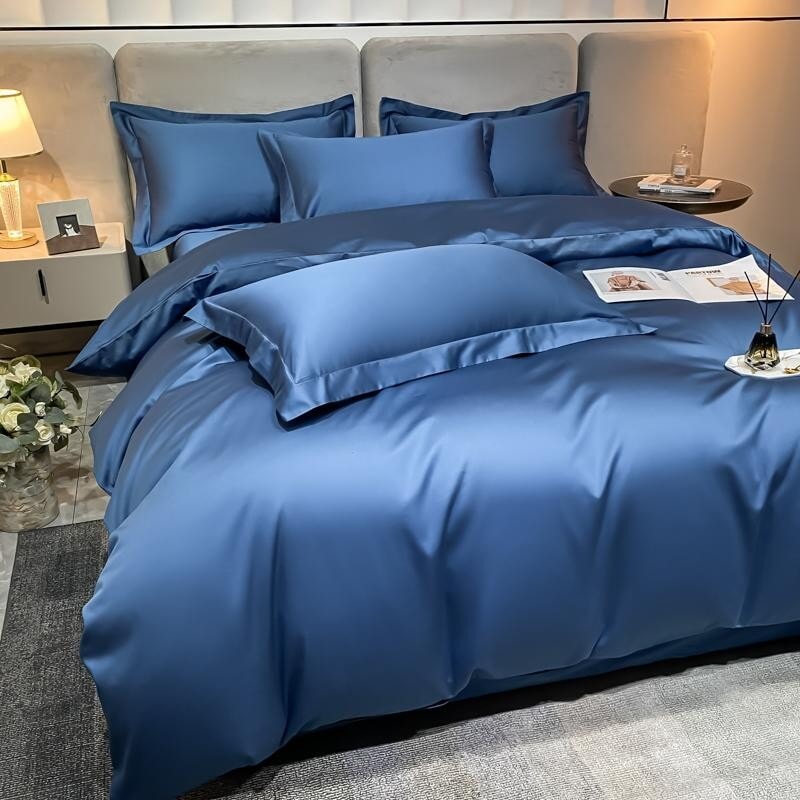 Soft Luxury Blue Bedding Duvet Cover Set – Egyptian Cotton
