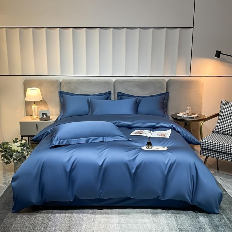 Soft Luxury Blue Bedding Duvet Cover Set – Egyptian Cotton - Lusomart