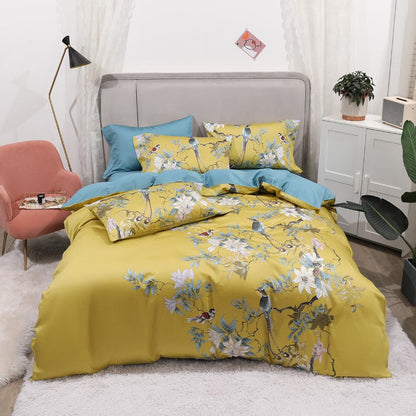 Soft Yellow Cotton Bed Sheet Set