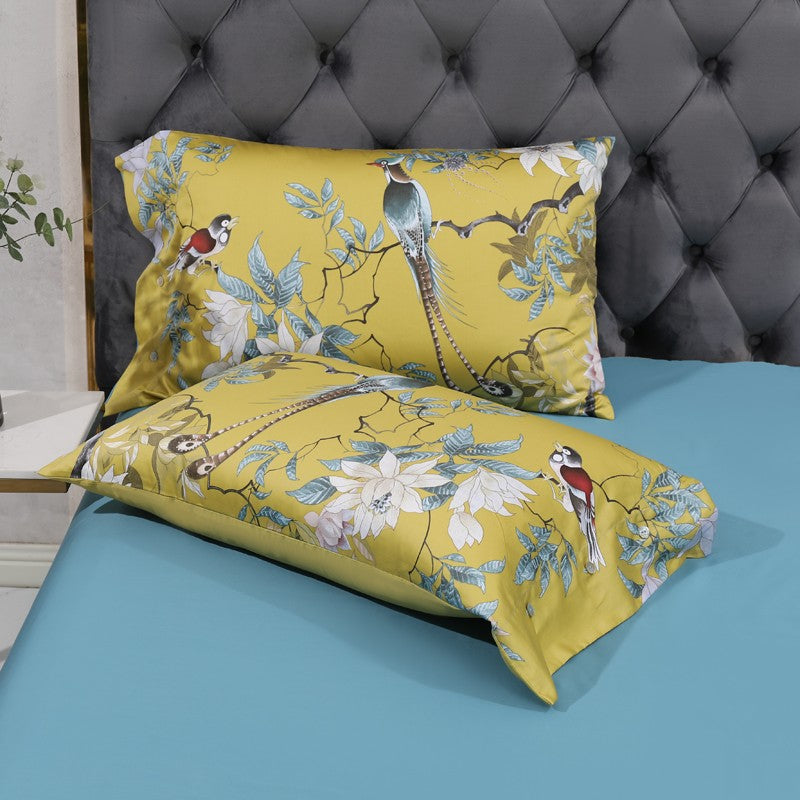 Soft Yellow Cotton Bed Sheet Set
