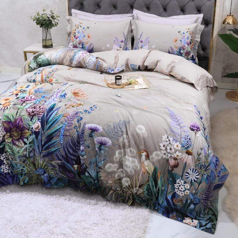 Soft Floral Pattern Egyptian Cotton Bed Set