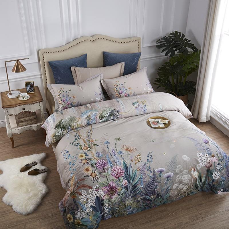 Soft Floral Pattern Egyptian Cotton Bed Set