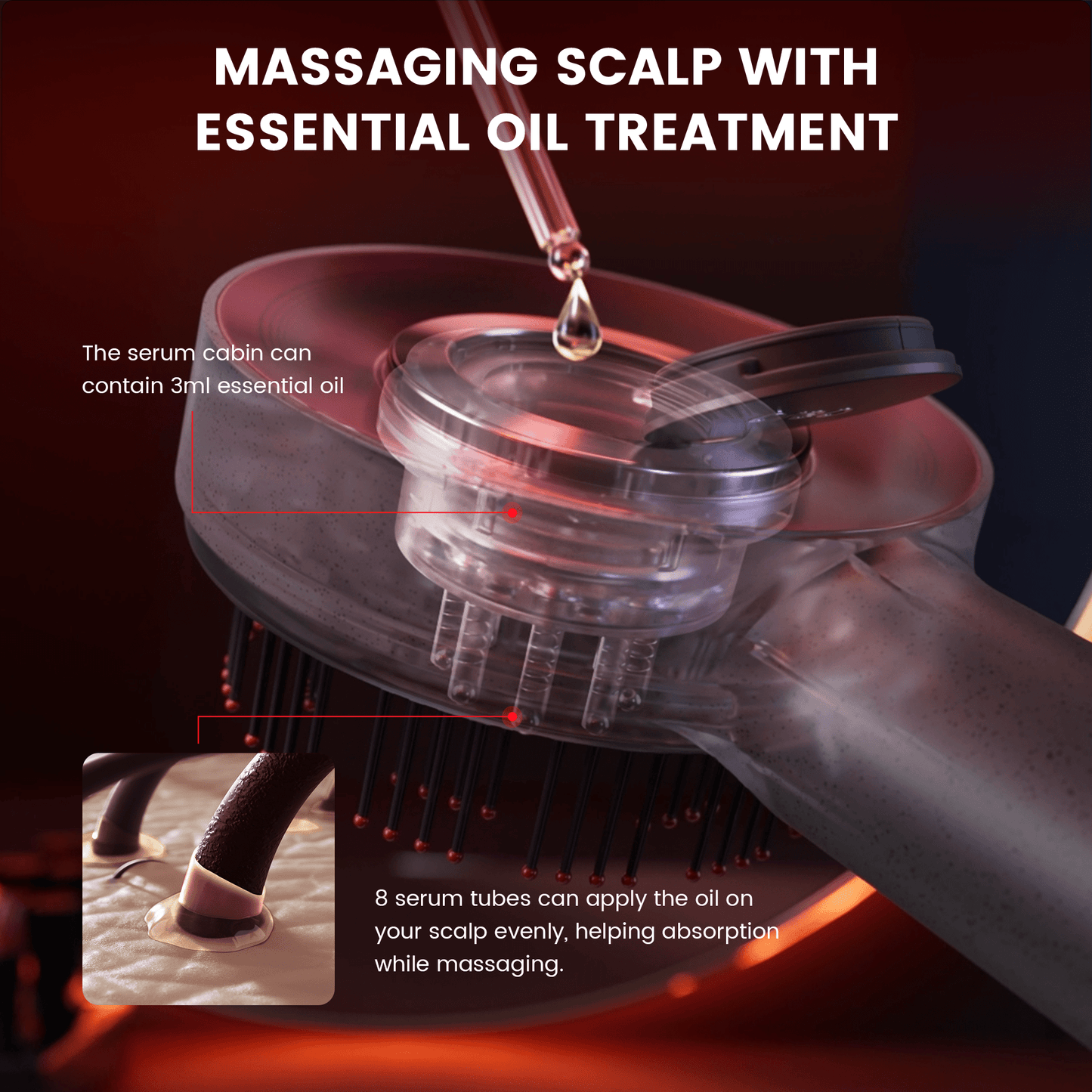 Portable Rechargeable Scalp Massager With LED Light Therapy